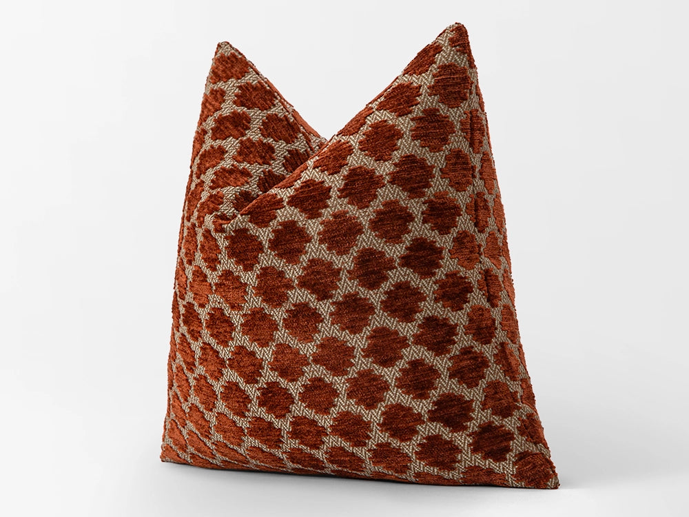 Spotted Textured Rust Pillow Cover