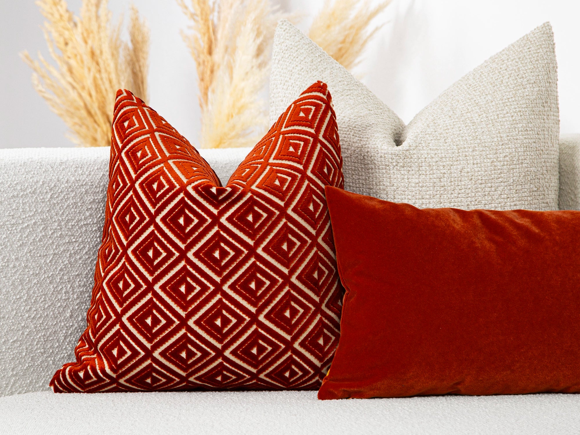 Rust Geometric Velvet Pillow Cover