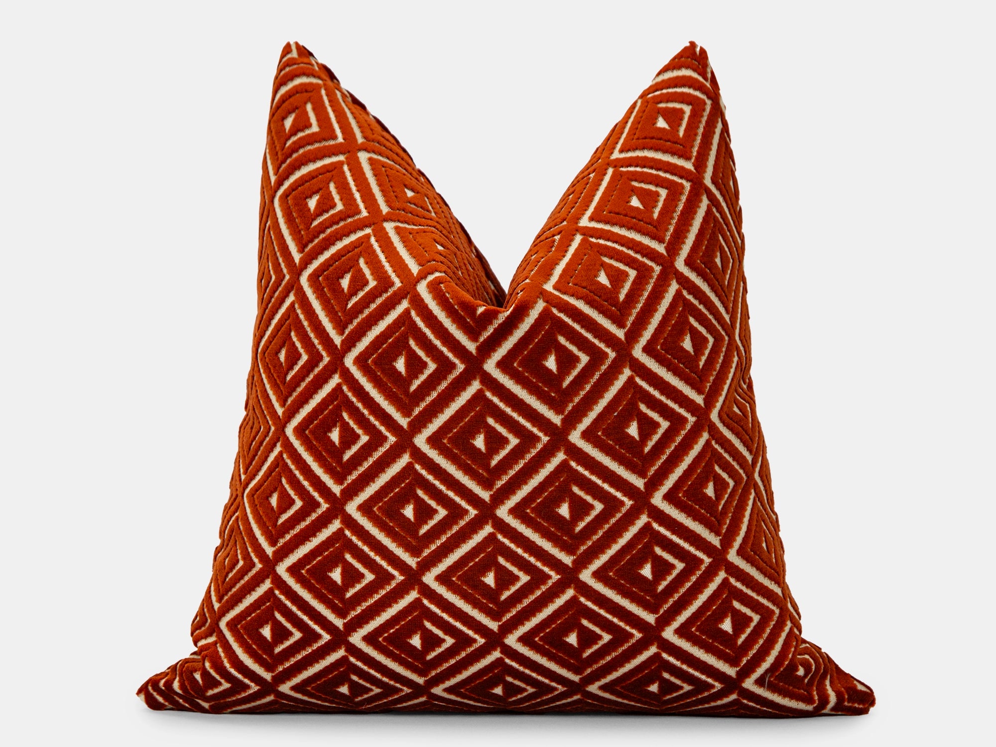 Rust Geometric Velvet Pillow Cover