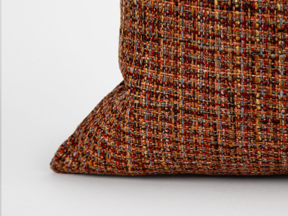 Rust Woven Linen Pillow Cover