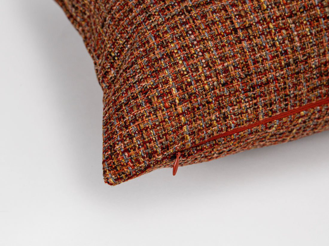 Rust Woven Linen Pillow Cover