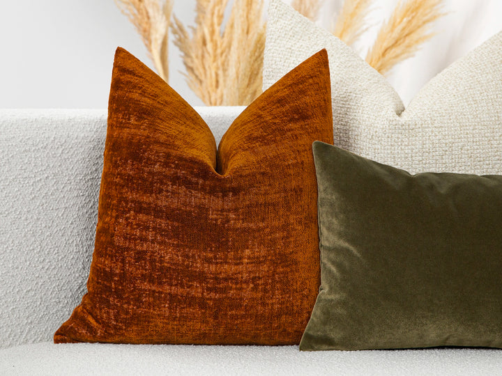 Rust Orange Textured Pillow Cover