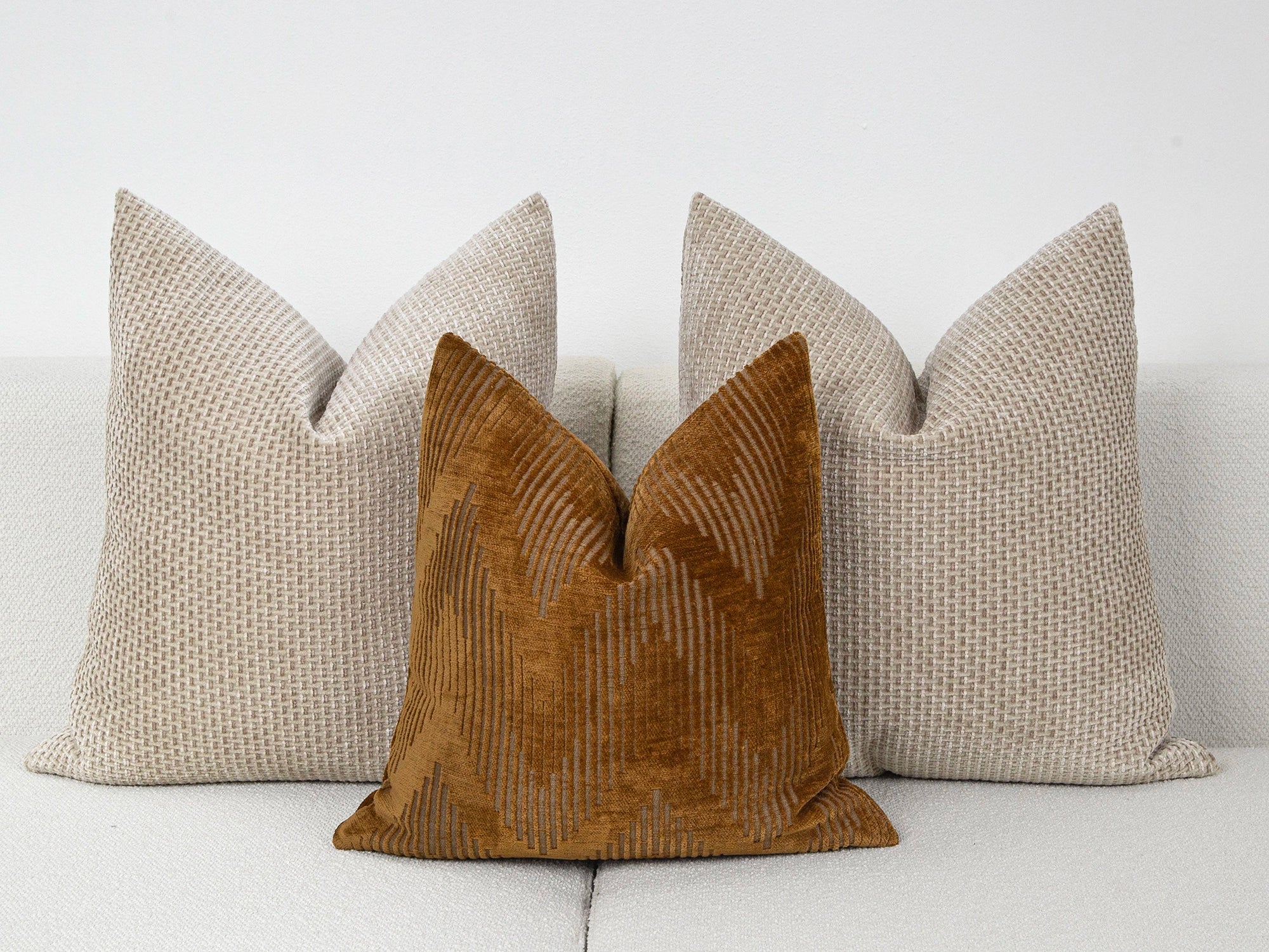 Burnt Orange Geometric Textured Pillow Cover