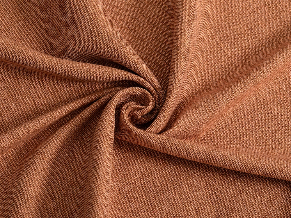 Rust Orange Linen Look Upholstery Fabric - Cunda