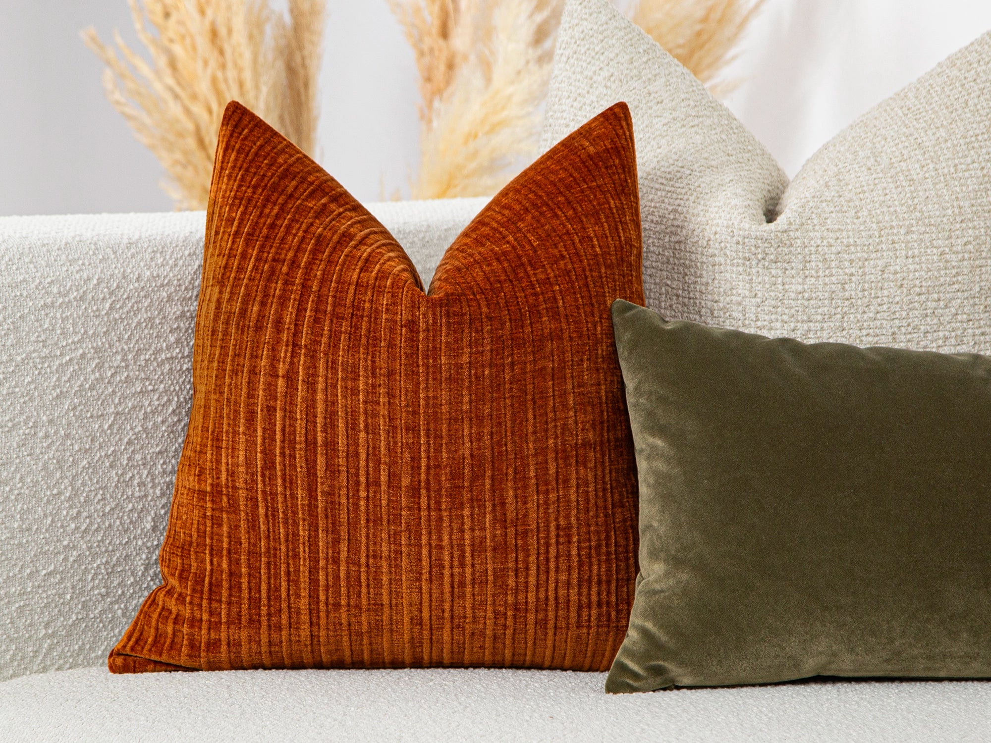 Burnt Orange Striped Soft Pillow Cover