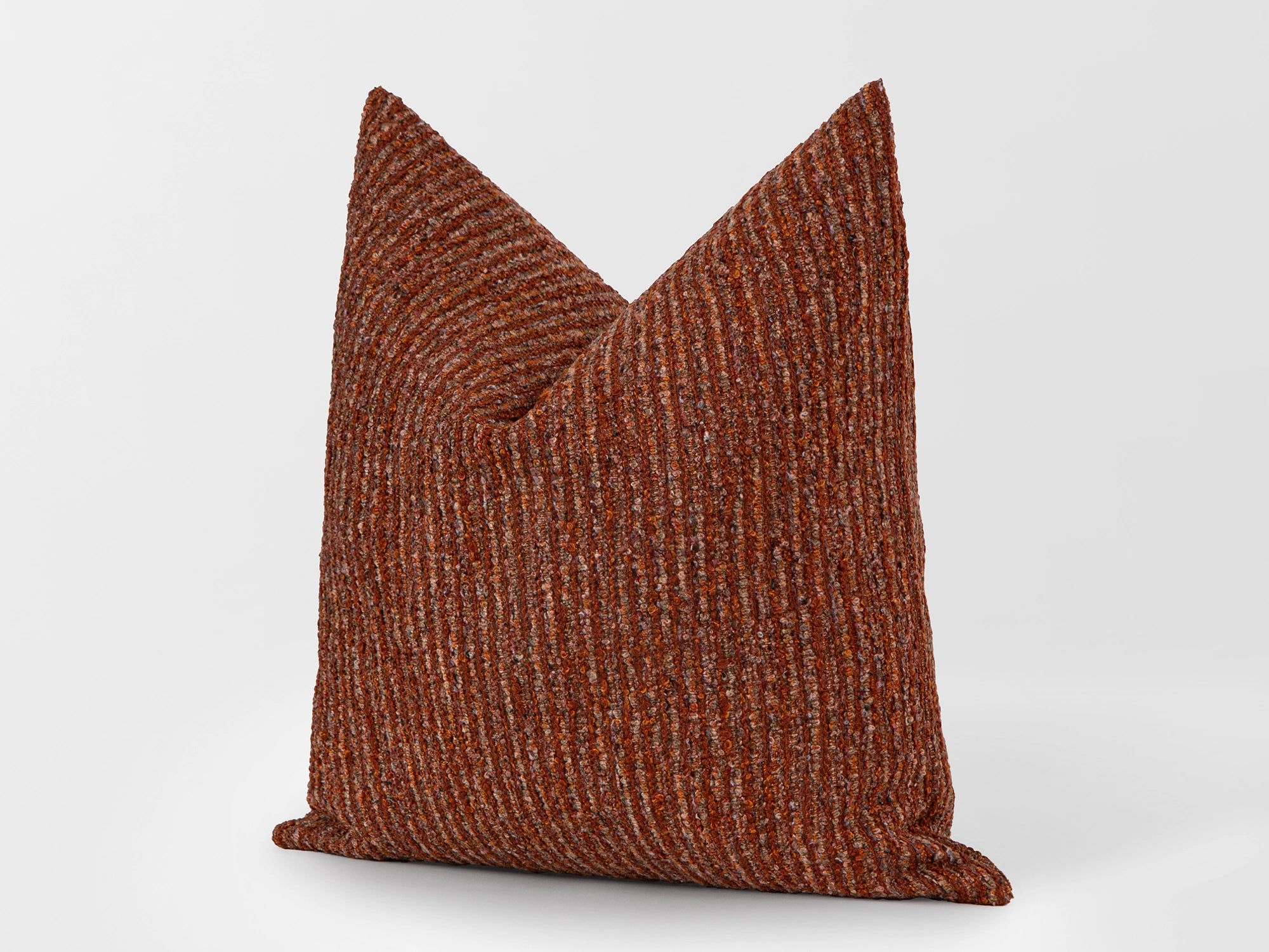 Rust Boucle Ribbed Pillow Cover