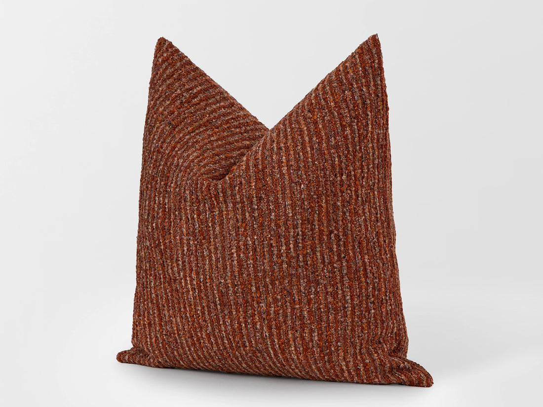 Rust Boucle Ribbed Pillow Cover