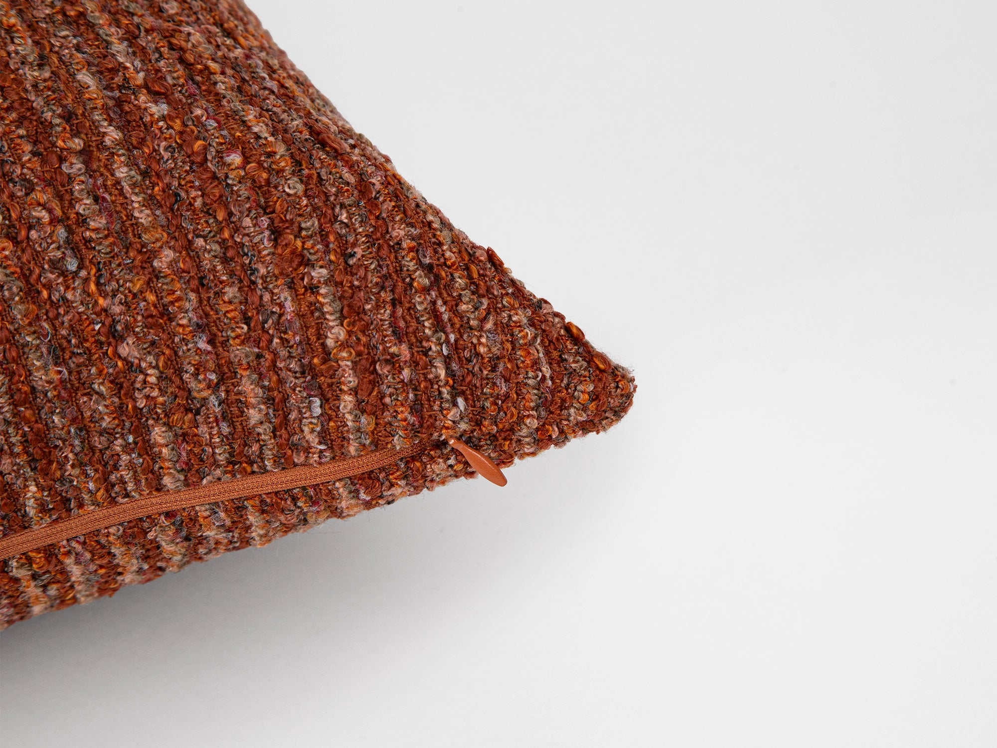 Rust Boucle Ribbed Pillow Cover