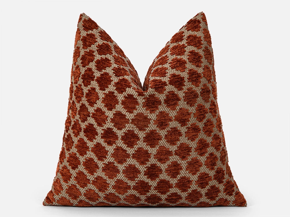 Spotted Textured Rust Pillow Cover