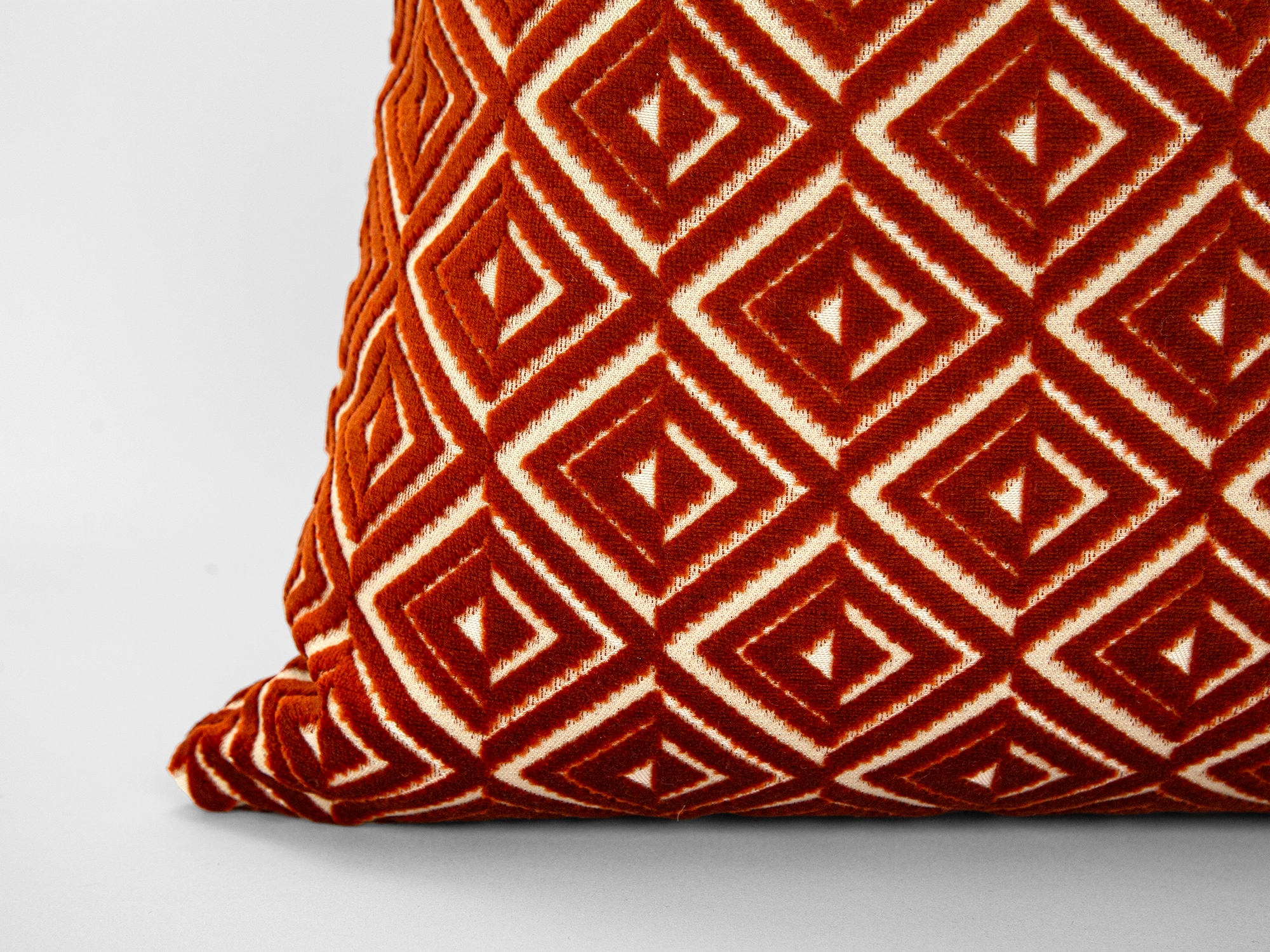 Rust Geometric Velvet Pillow Cover