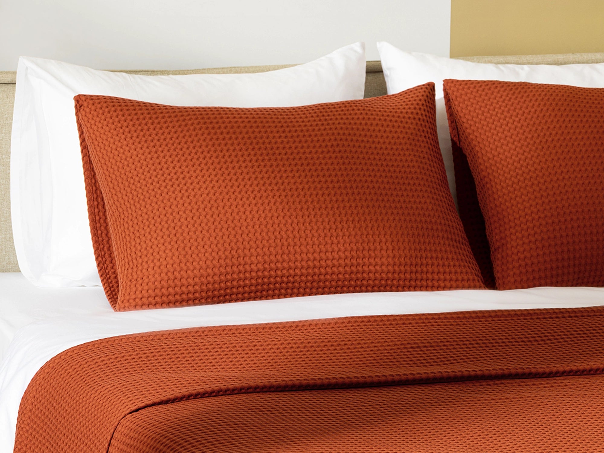 Rust Waffle Bed Throw Set