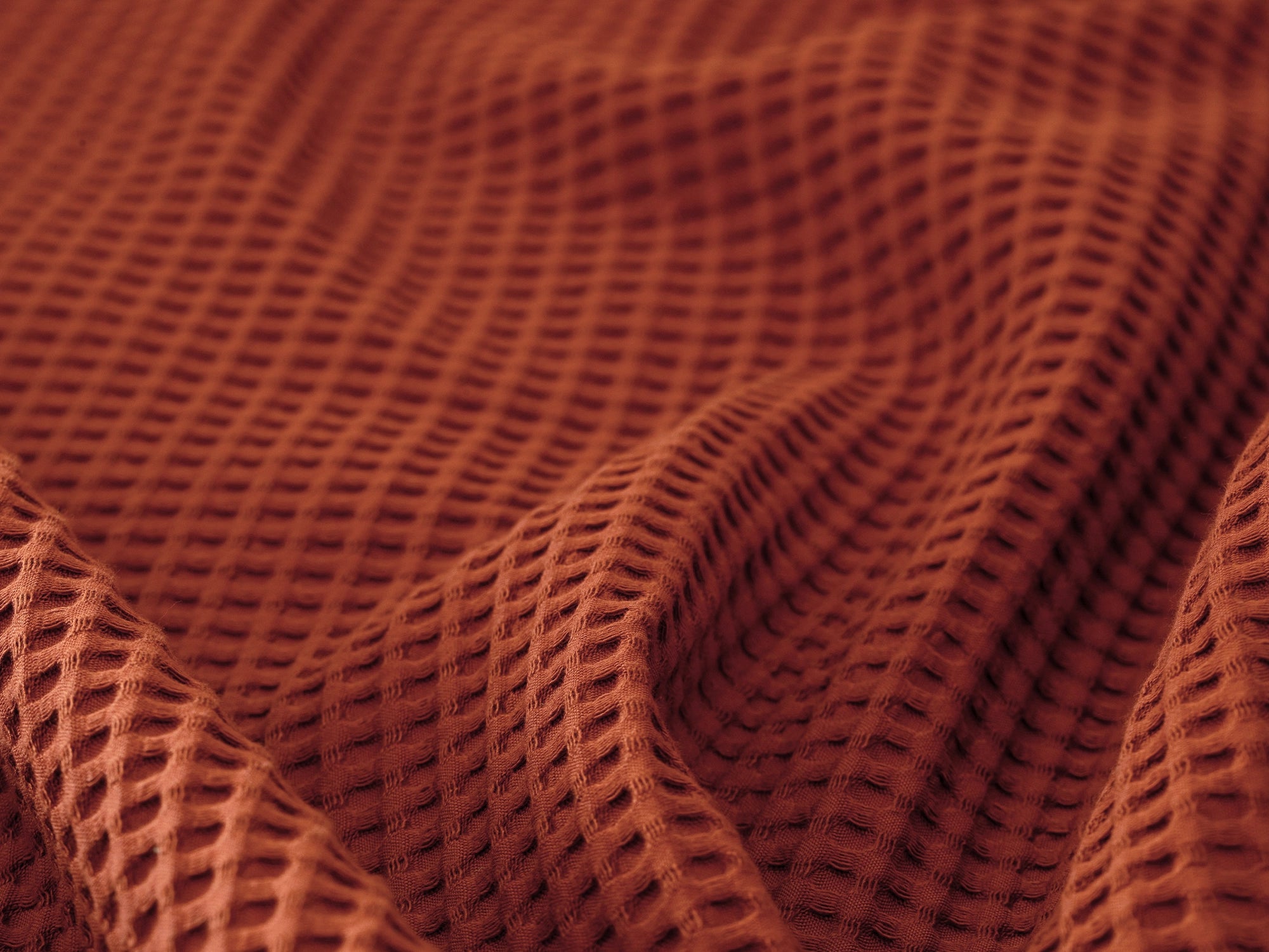 Rust Waffle Bed Throw Set