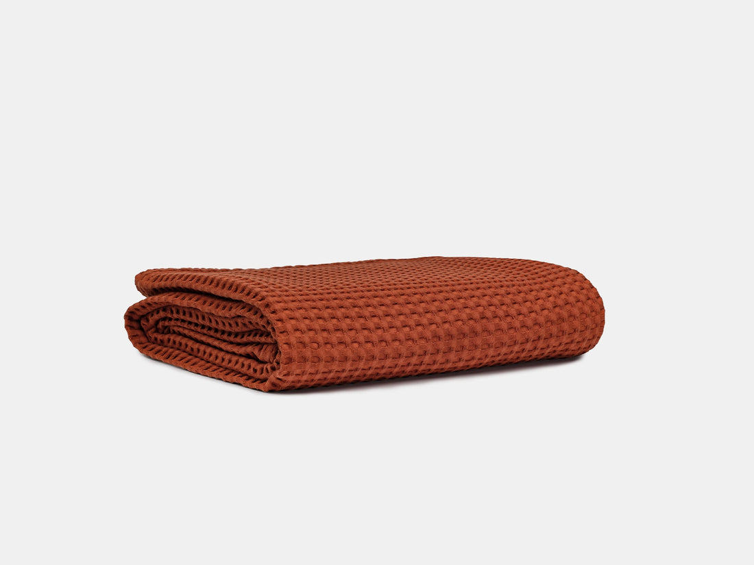 Rust Waffle Sofa Throw
