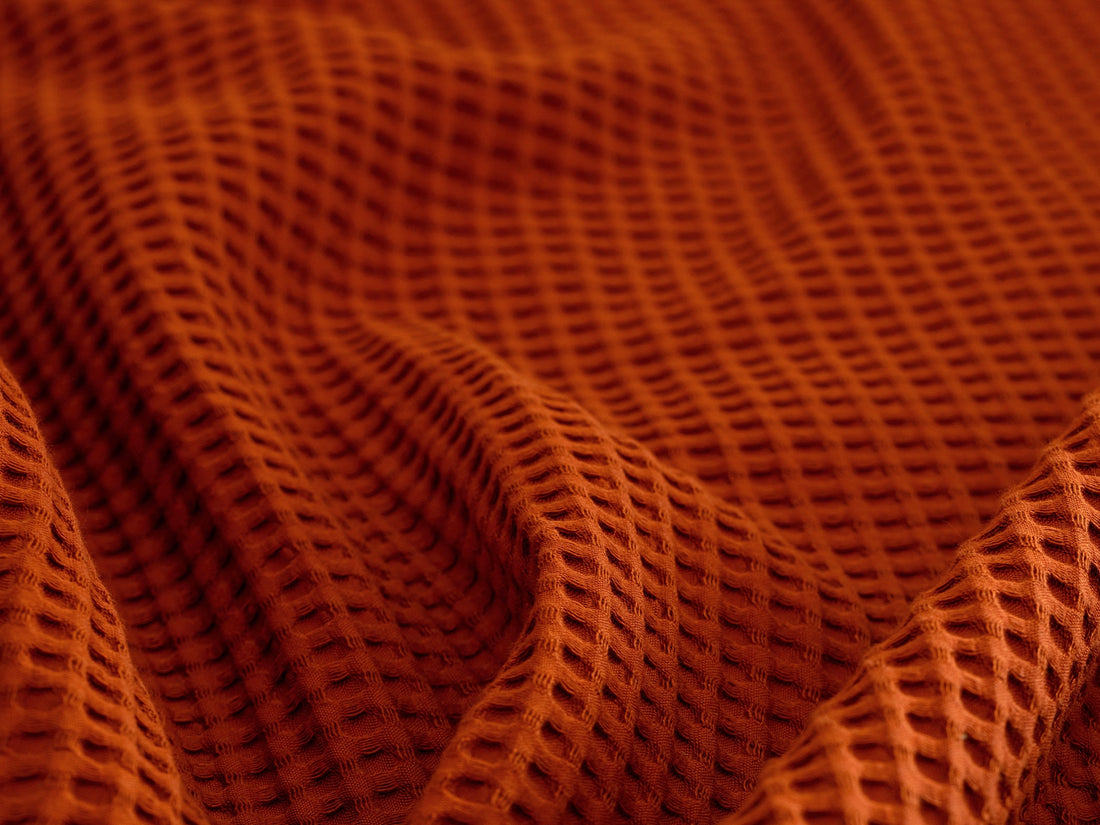 Rust Waffle Sofa Throw