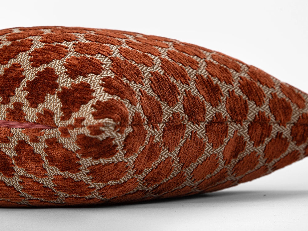 Spotted Textured Rust Pillow Cover