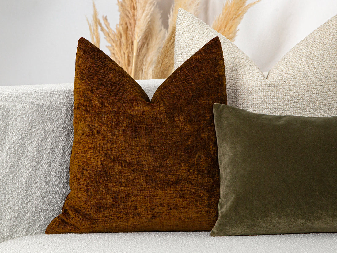 Saddle Brown Textured Pillow Cover