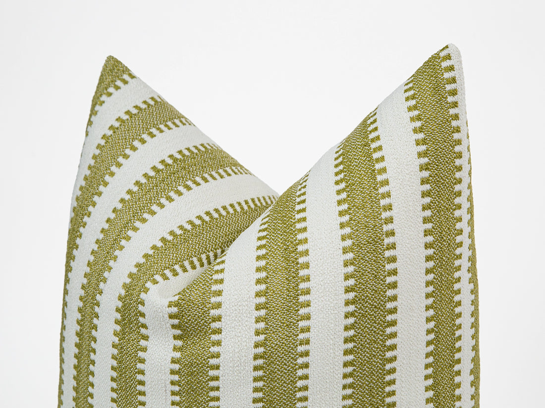 Sage Woven Stripe Outdoor Pillow Cover
