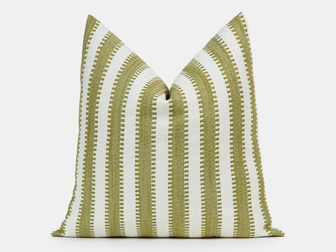 Sage Woven Stripe Outdoor Pillow Cover