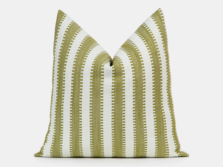 Sage Woven Stripe Outdoor Pillow Cover