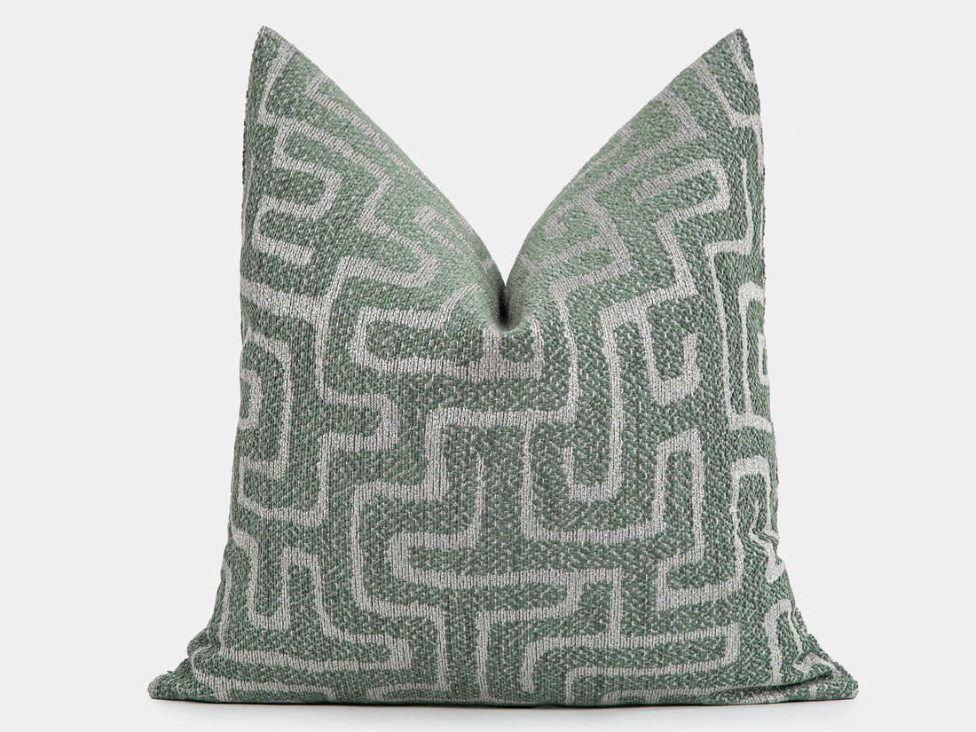 Teal Green Maze Pillow Cover - Tessera