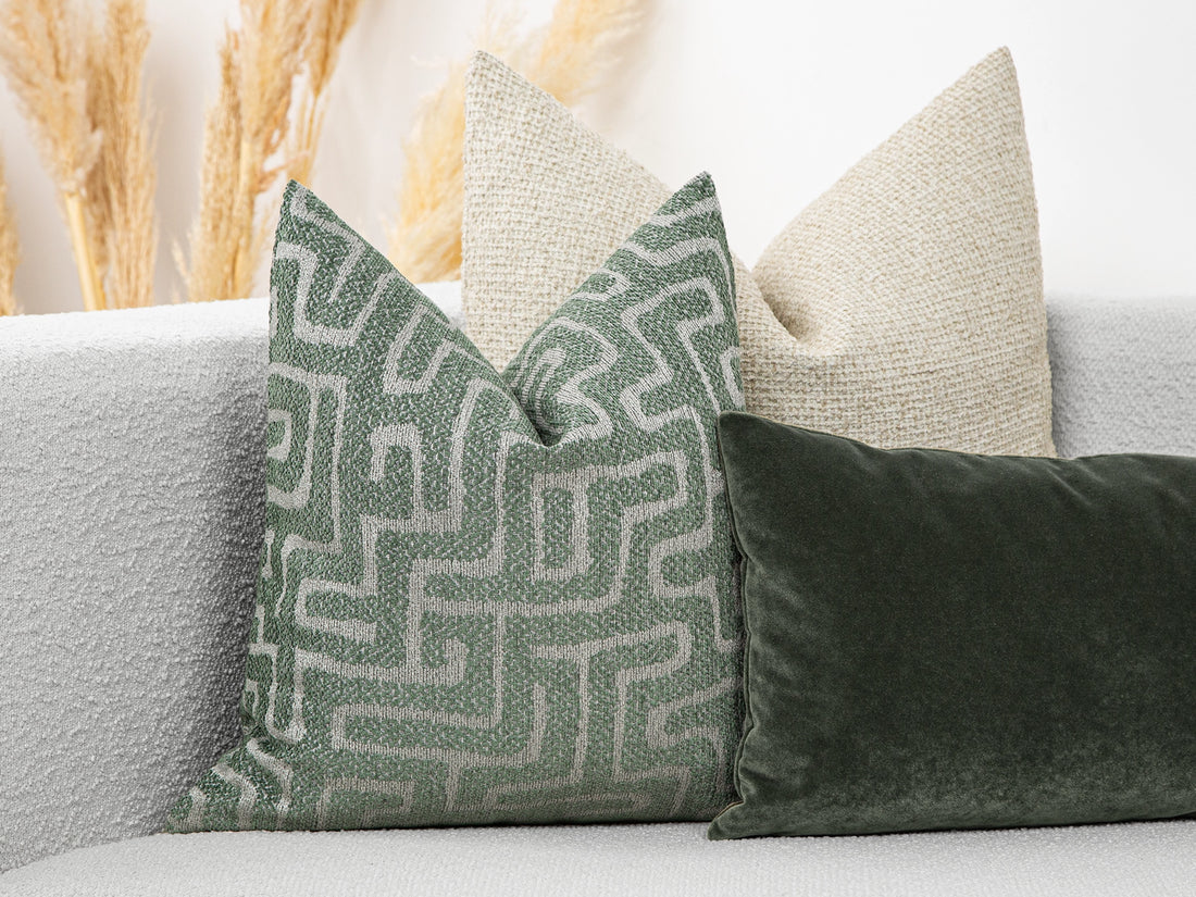 Teal Green Maze Pillow Cover - Tessera