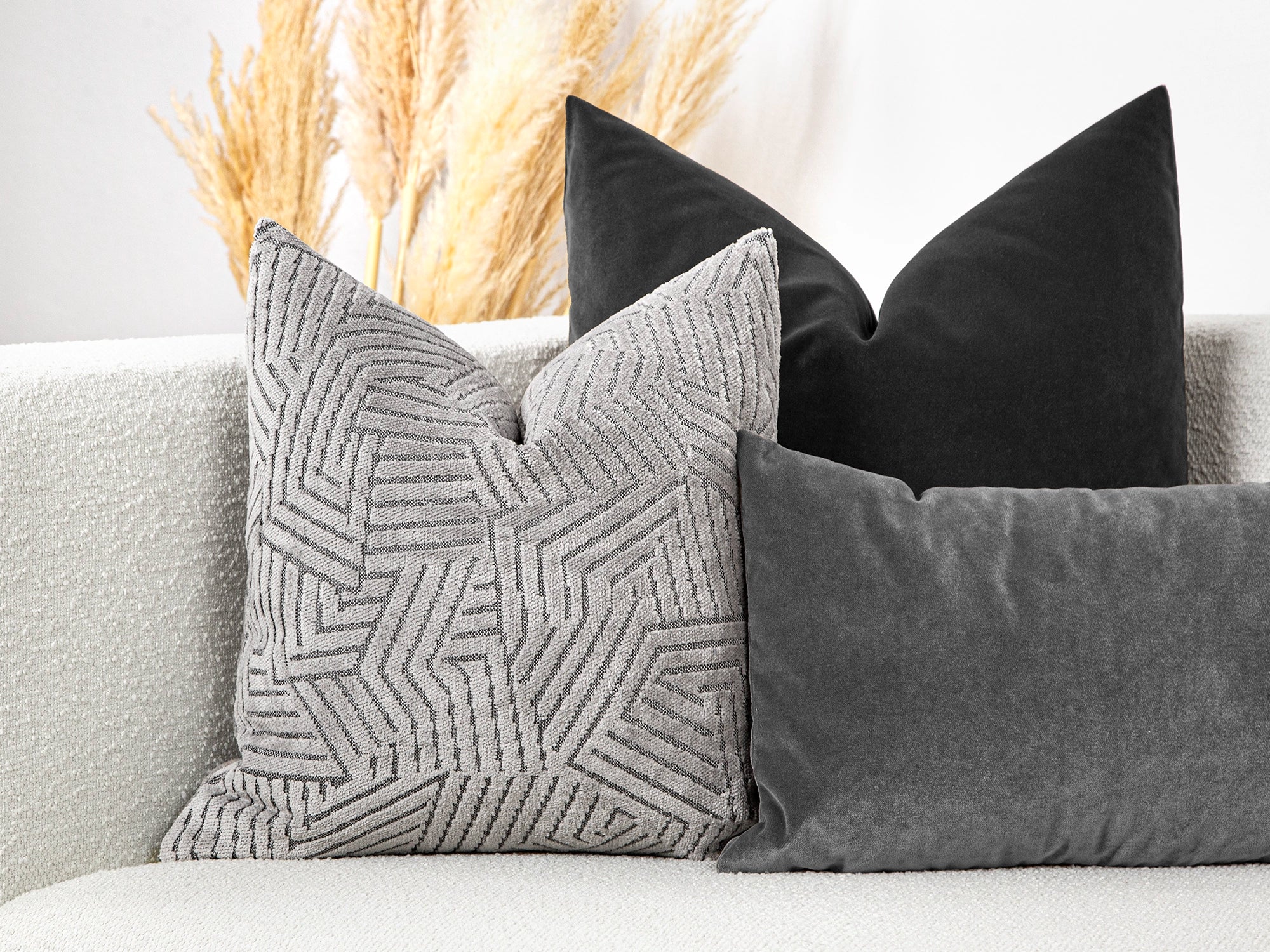 Silver Textured Geometric Pillow Cover