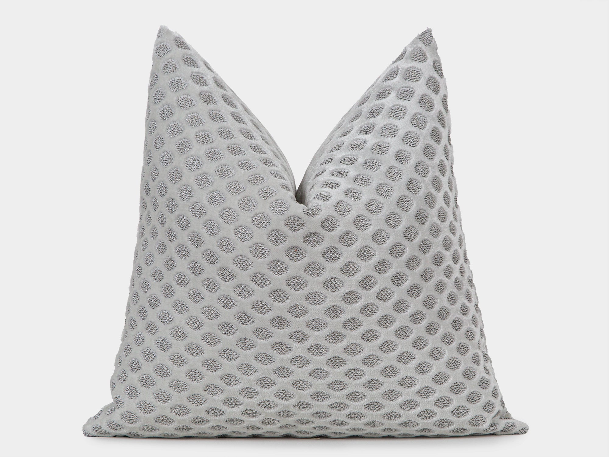 Silver Dotted Textured Velvet Pillow Cover