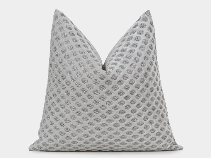 Silver Textured Cut Velvet Pillow Cover