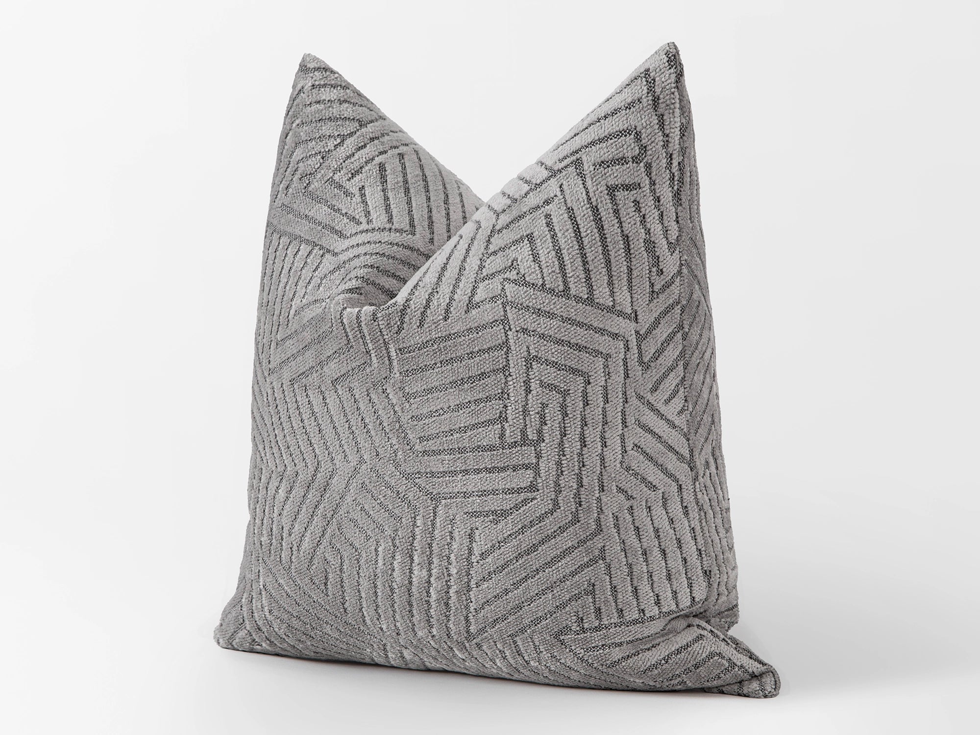 Silver Textured Geometric Pillow Cover