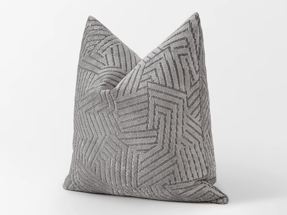 Silver Textured Geometric Pillow Cover