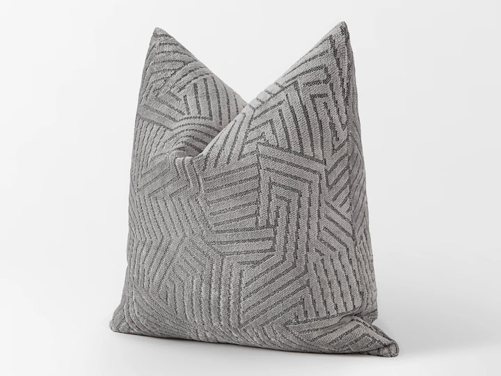 Silver Textured Geometric Pillow Cover
