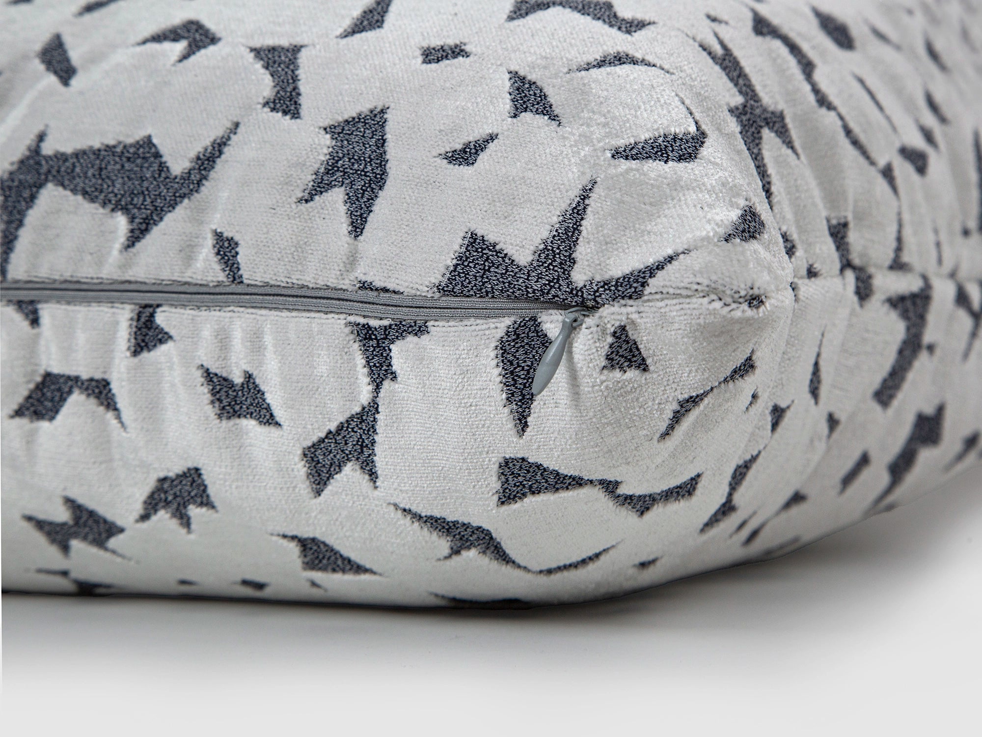 Silver Abstract Velvet Pillow Cover