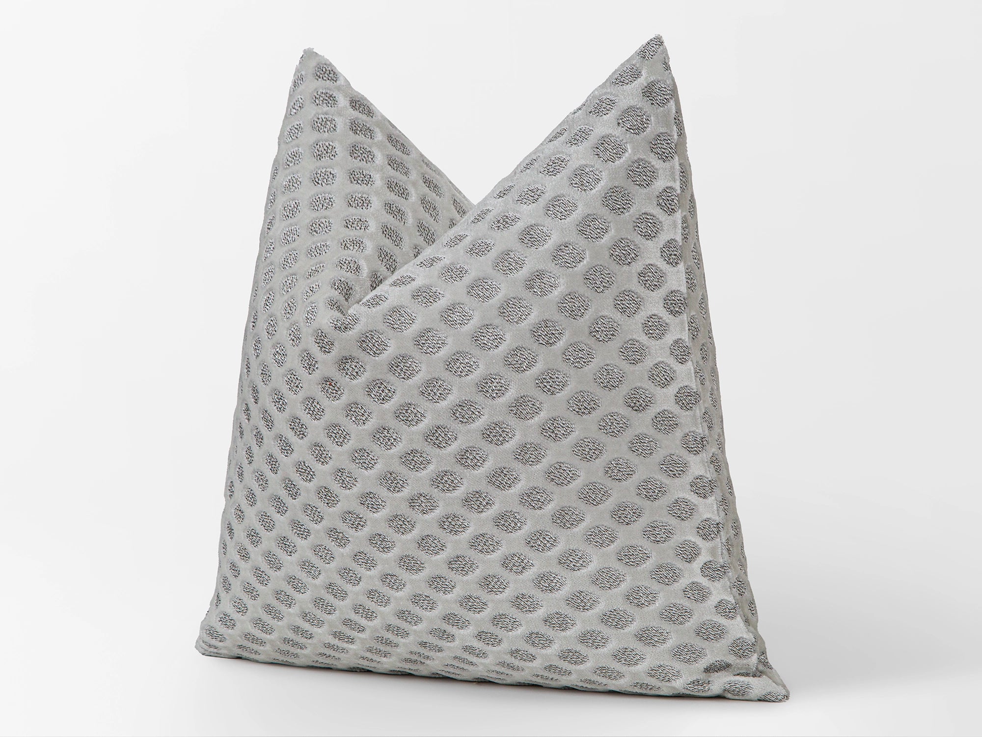 Silver Dotted Textured Velvet Pillow Cover