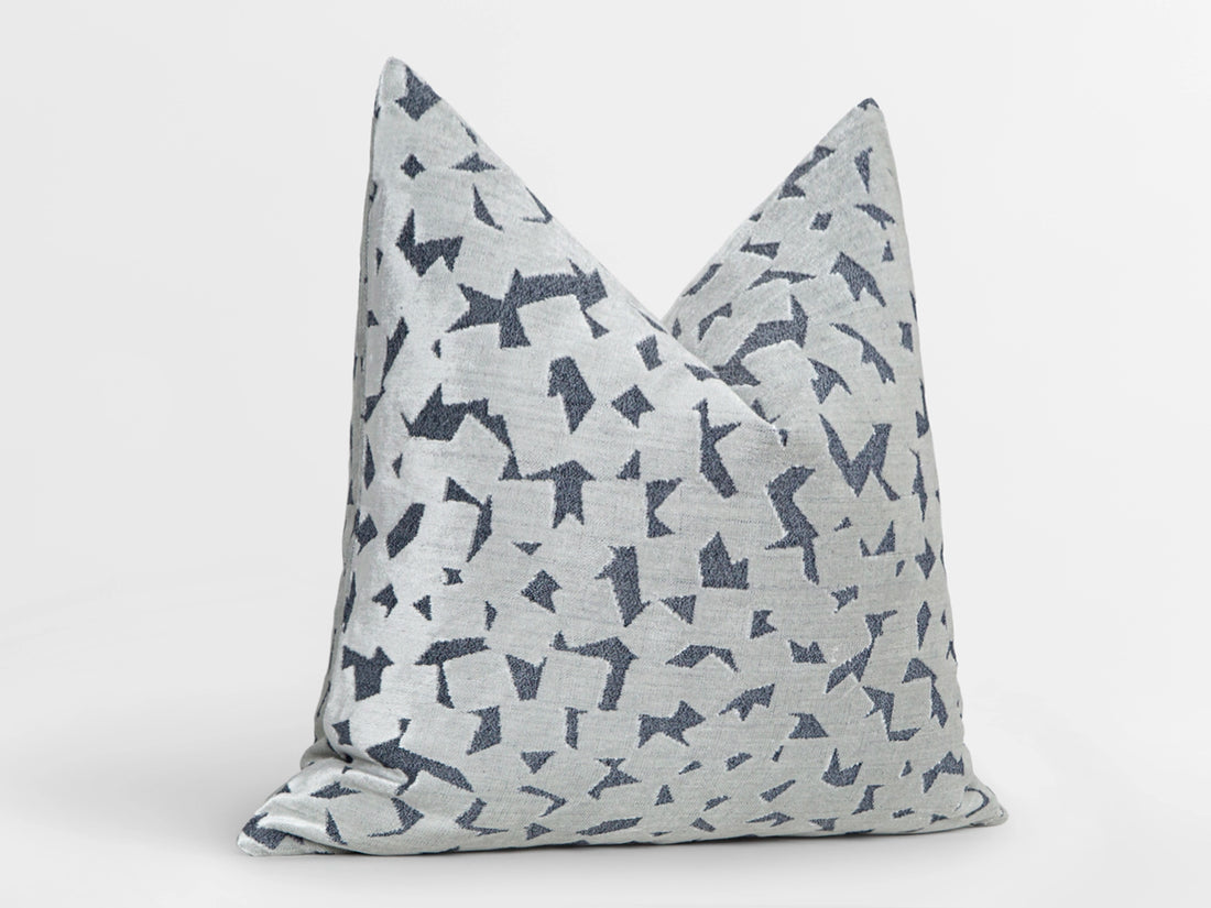 Silver Abstract Velvet Pillow Cover