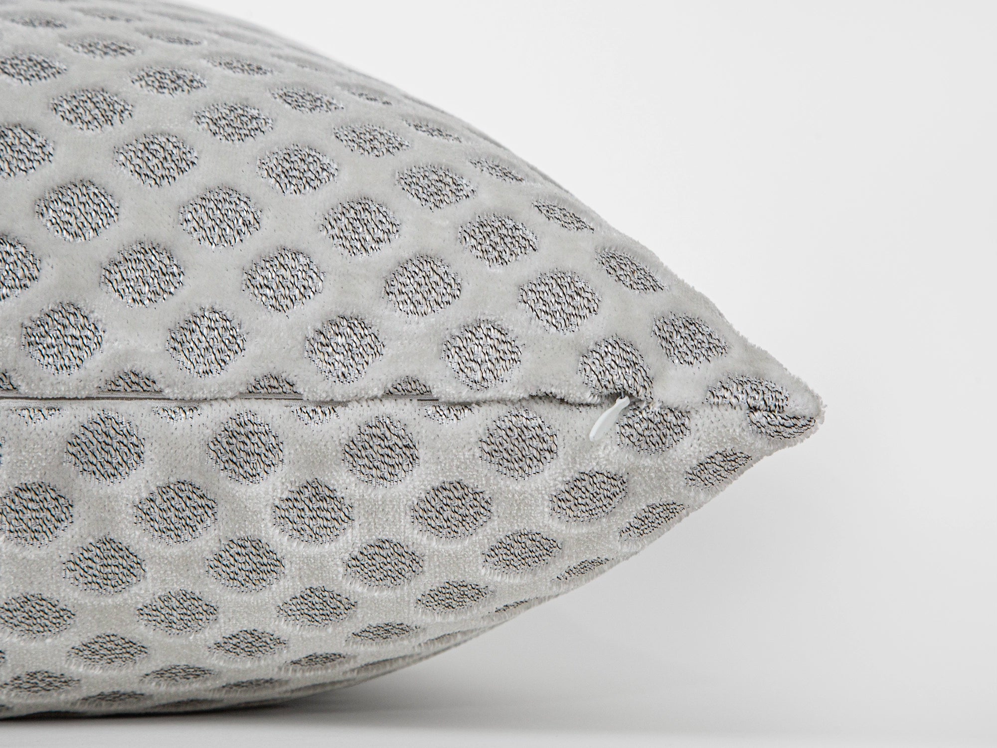 Silver Dotted Textured Velvet Pillow Cover