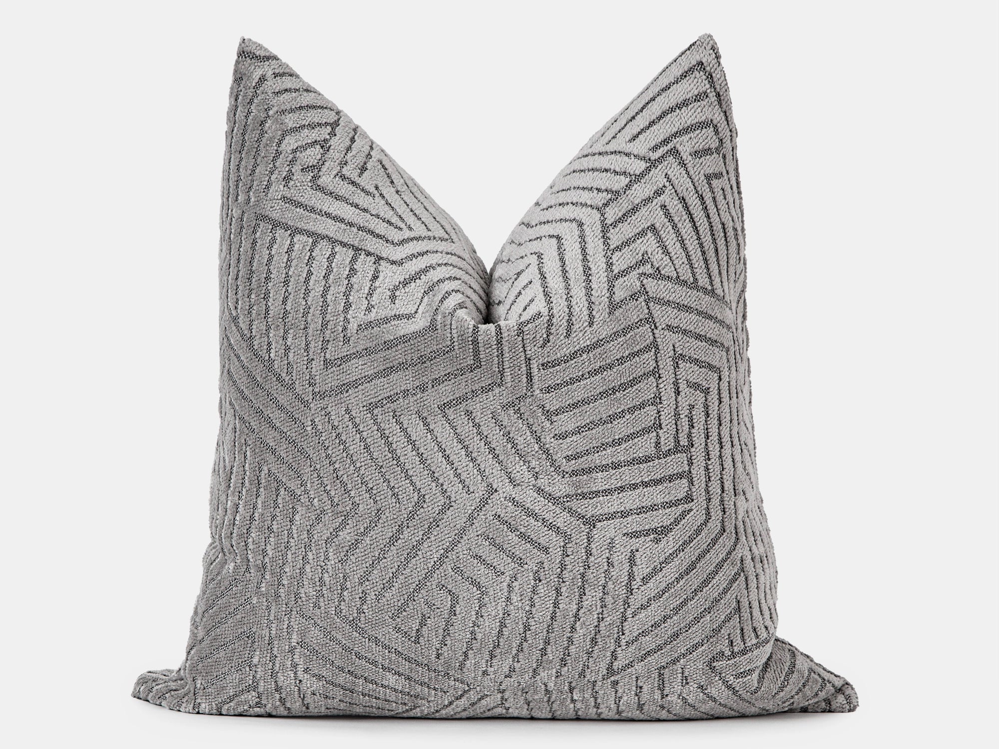 Silver Textured Geometric Pillow Cover