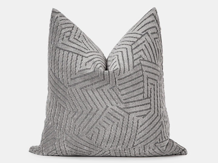 Silver Textured Geometric Pillow Cover