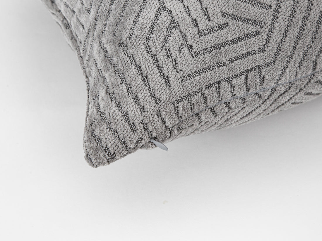 Silver Textured Geometric Pillow Cover
