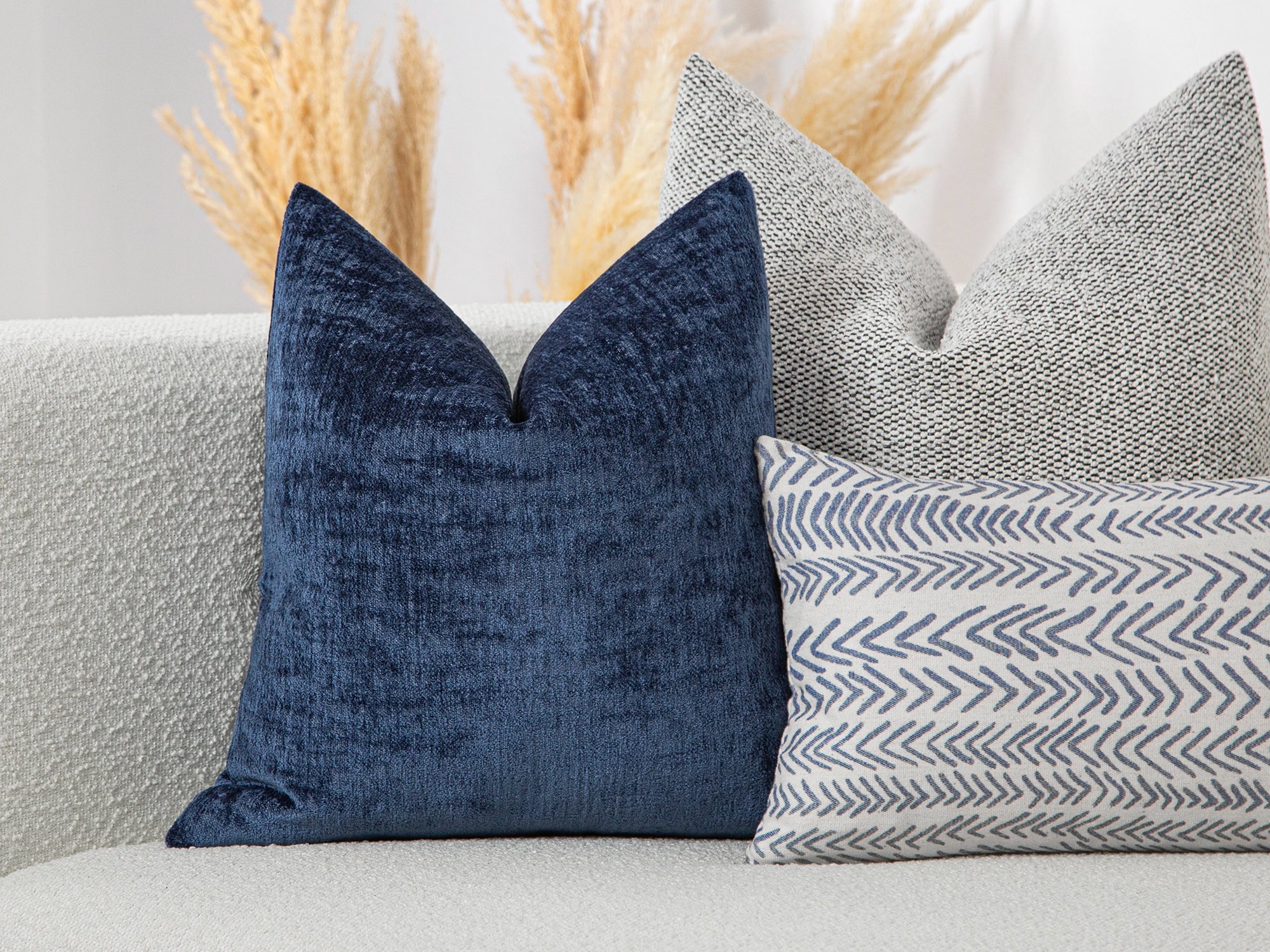 Blue Textured Soft Pillow Cover