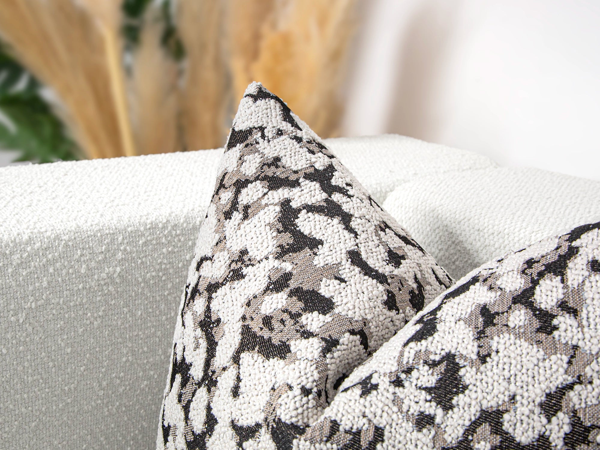 Cream and Black Textured Pillow Cover