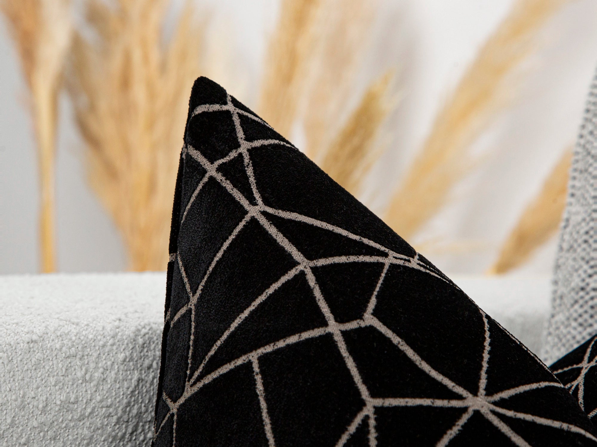 Black Textured Velvet Pillow Cover - Astral