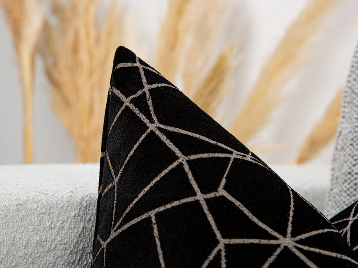 Black Textured Velvet Pillow Cover - Astral
