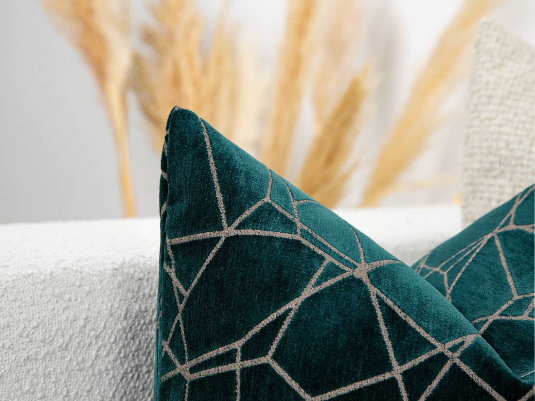 Dark Teal Textured Velvet Pillow Cover - Astral