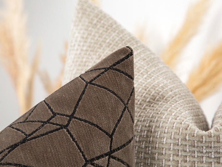 Taupe Textured Velvet Pillow Cover - Astral