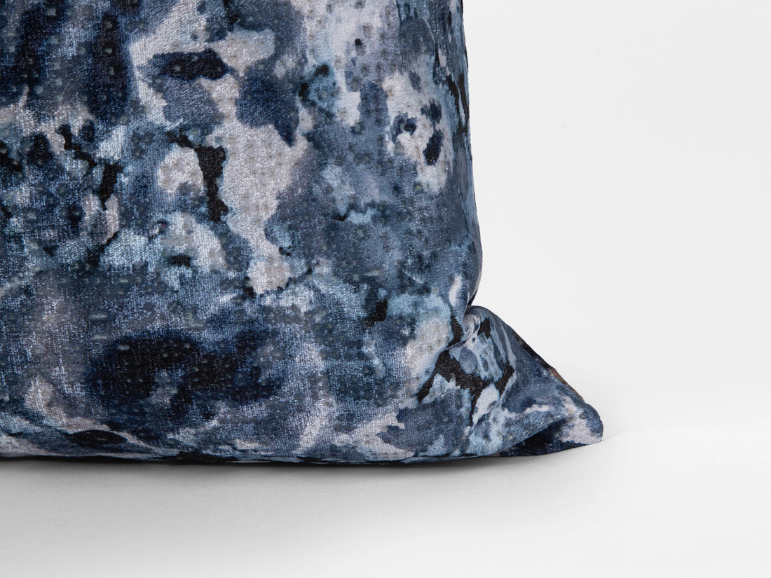 Storm Blue Watercolor Velvet Pillow Cover