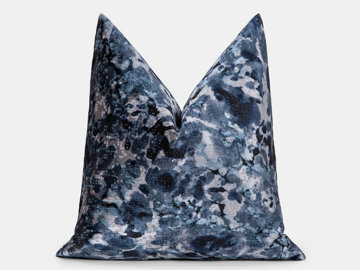 Storm Blue Watercolor Velvet Pillow Cover