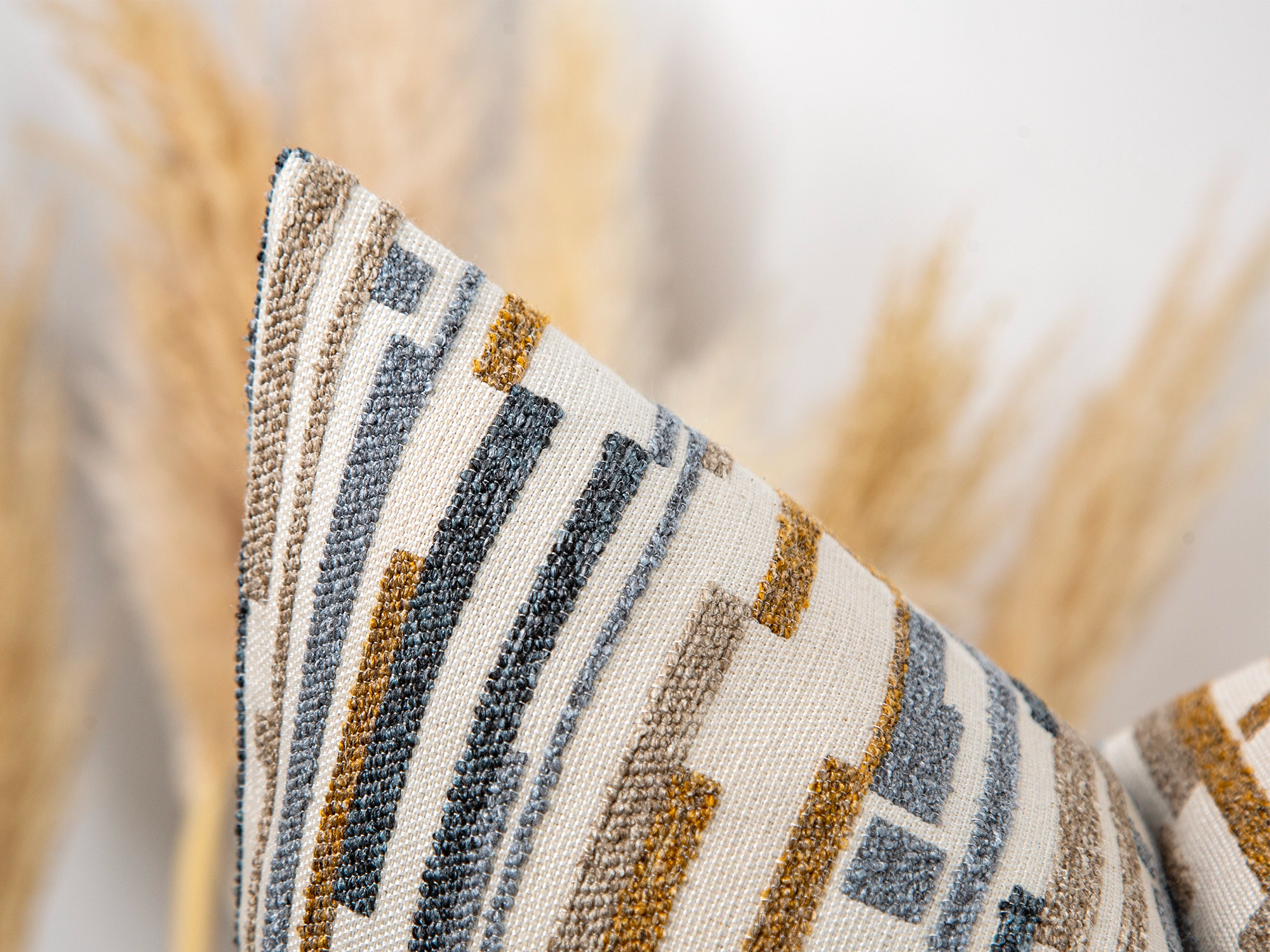 Blue Dash Stripe Textured Pillow Cover