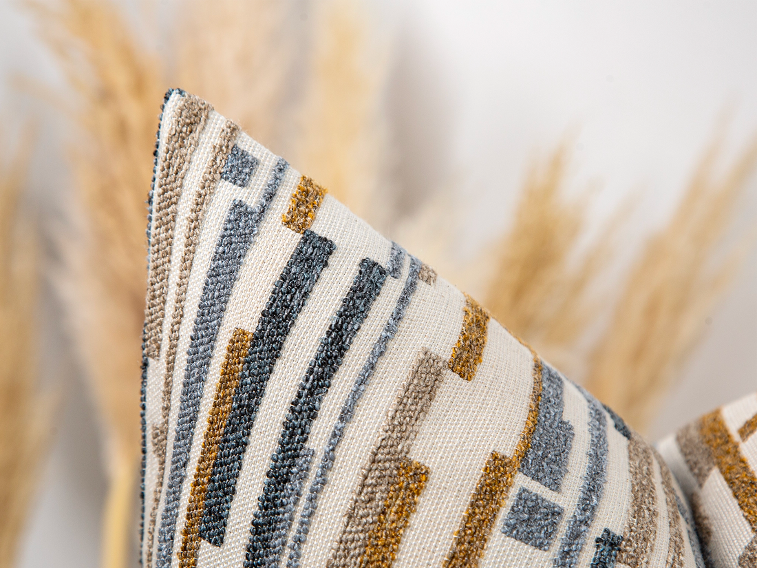 Blue Dash Stripe Textured Pillow Cover