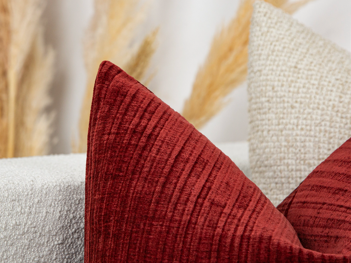 Pomegranate Striped Textured Pillow Cover