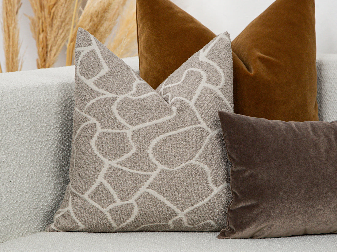 Taupe Beige Abstract Pillow Cover